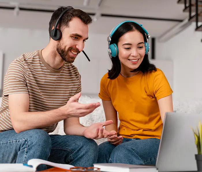 Students in language lab